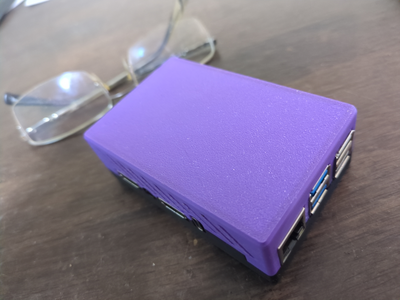A single-board computer in a plastic case